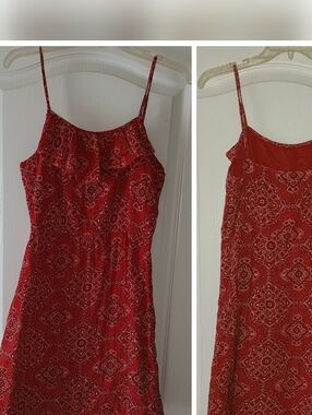 Old Navy Mini Dress Red Bandana Print Spaghetti Strap  Cotton Women's Sz S